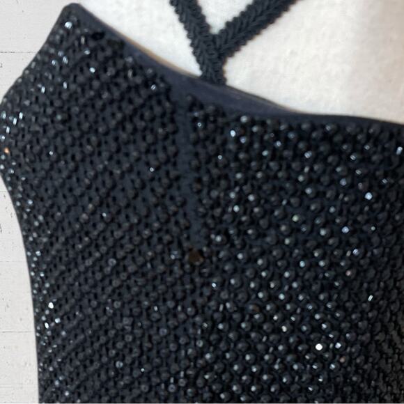 Alice & Olivia Leia Strapless Embellished Sequin Black Mini Dress Size 10 - Picture 16 of 16